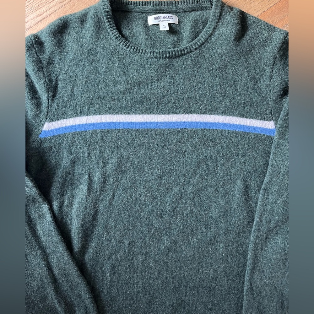 Goodthreads 100% Lambswool XL Green Crewneck Sweater